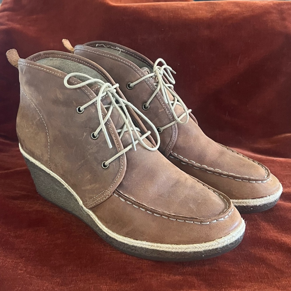 OluKai Women's Leather Heel Wedge Boots 9.5 NEW  no box
